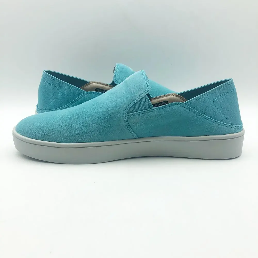 Spenco Womens Saylor Slip On Sneakers Size 7 Aqua Sea Blue Leather APMA NIB - Picture 6 of 11